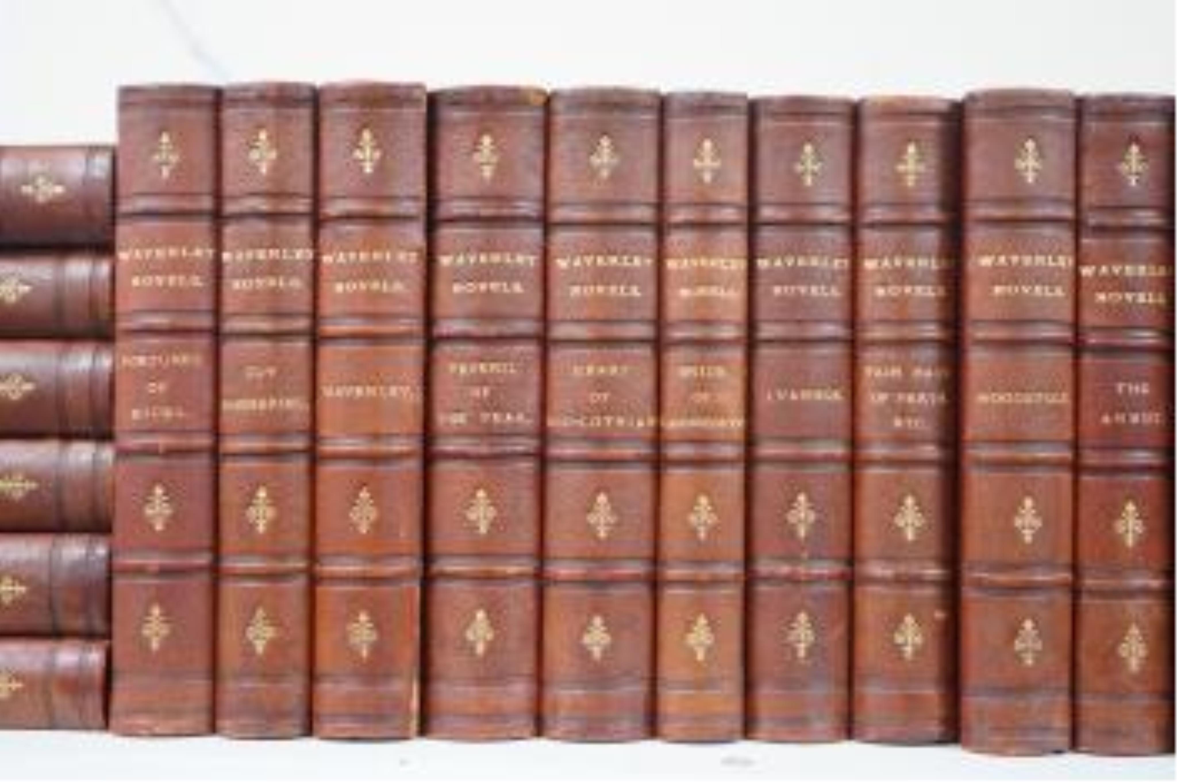 Johnson, Samuel - English Poets, Works, vols 5 - 21 only, half morocco, London 1810 and Scott, Sir Walter - Waverley Novels, Centenary Edition, 8vo. half morocco, 25 vols, A & C Black, Edinburgh 1871